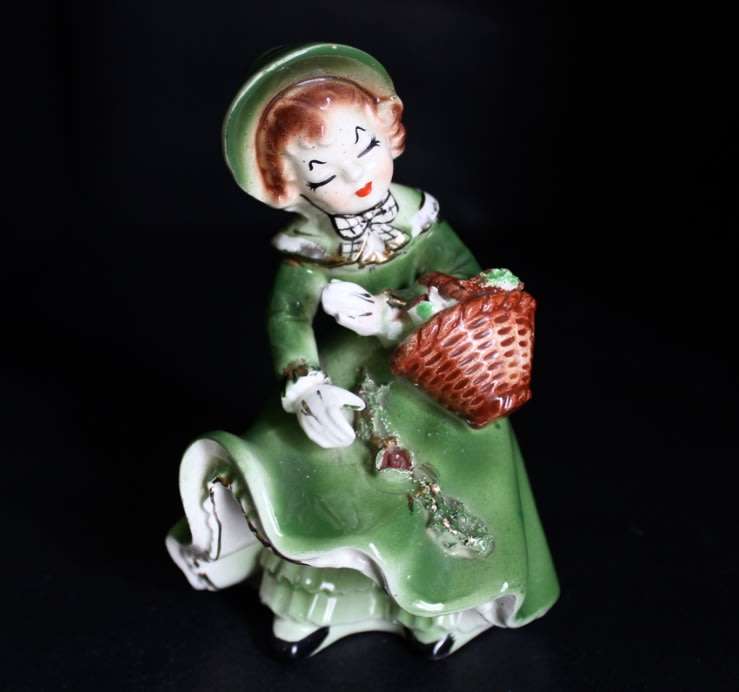 Girl in Green with Flower Basket Figurine.