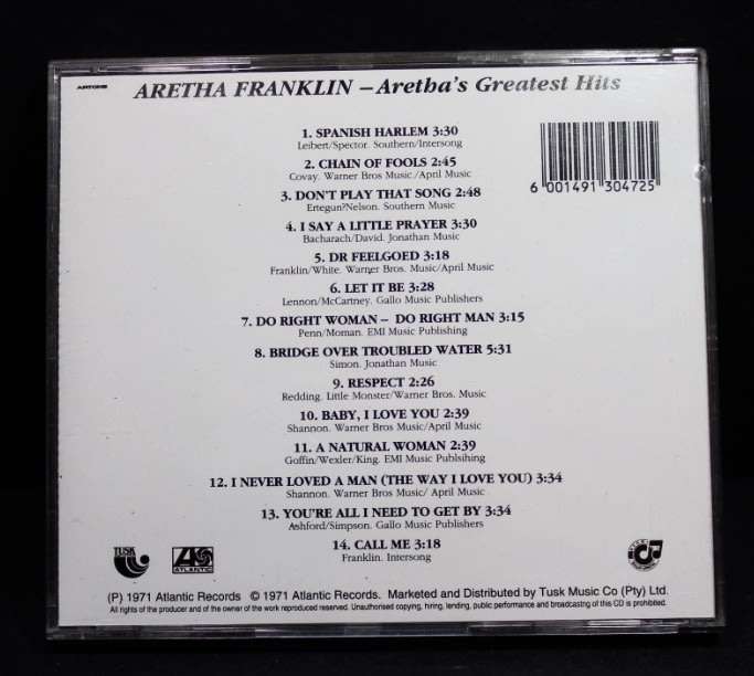 Aretha Franklin`s Aretha`s Greatest Hits CD