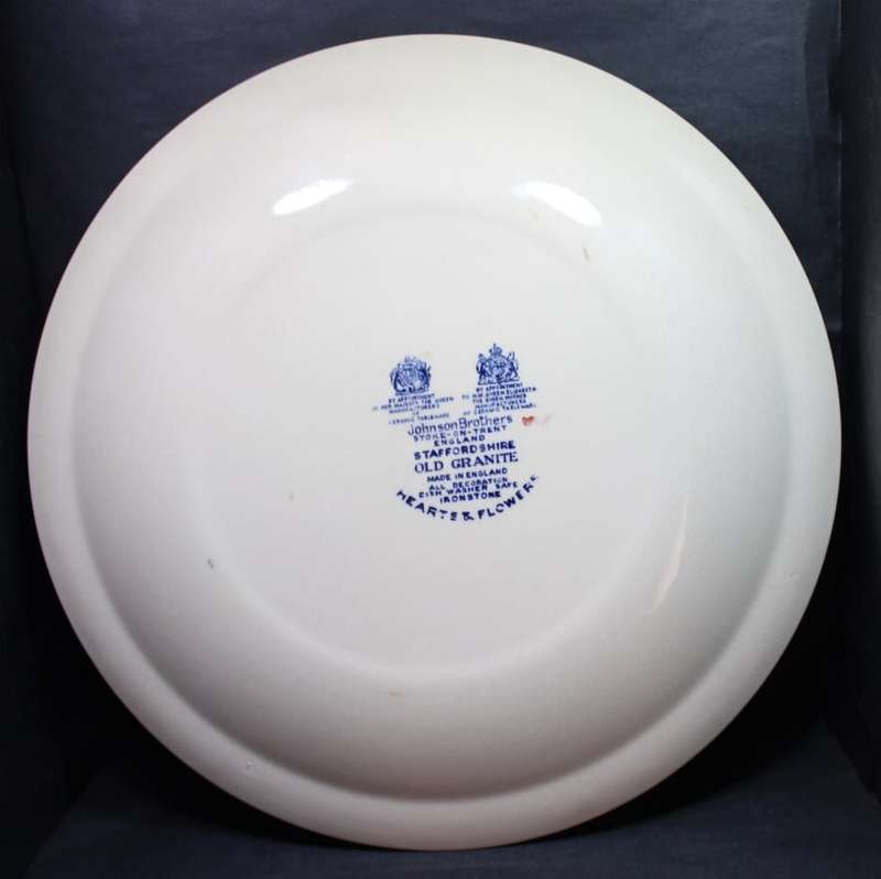 Johnson Bros Old Granite Plate, Hearts and Flowers Betrothal Plate.