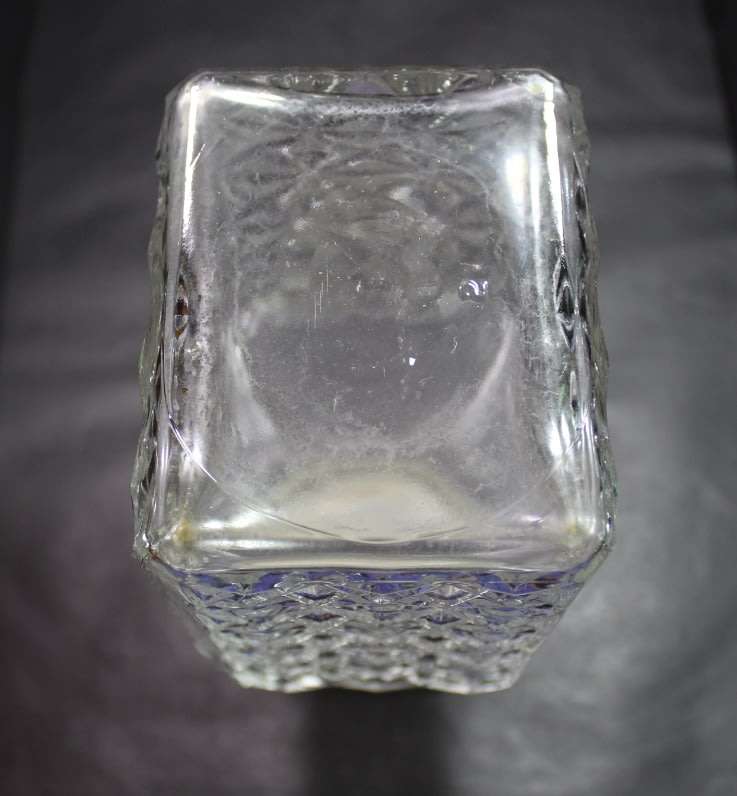 Cut Glass Decanter Rectangular Shape Nylon Stopper.