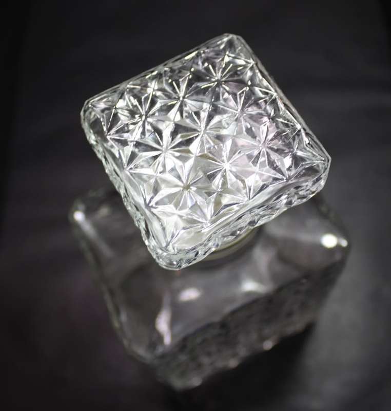 Cut Glass Decanter Rectangular Shape Nylon Stopper.
