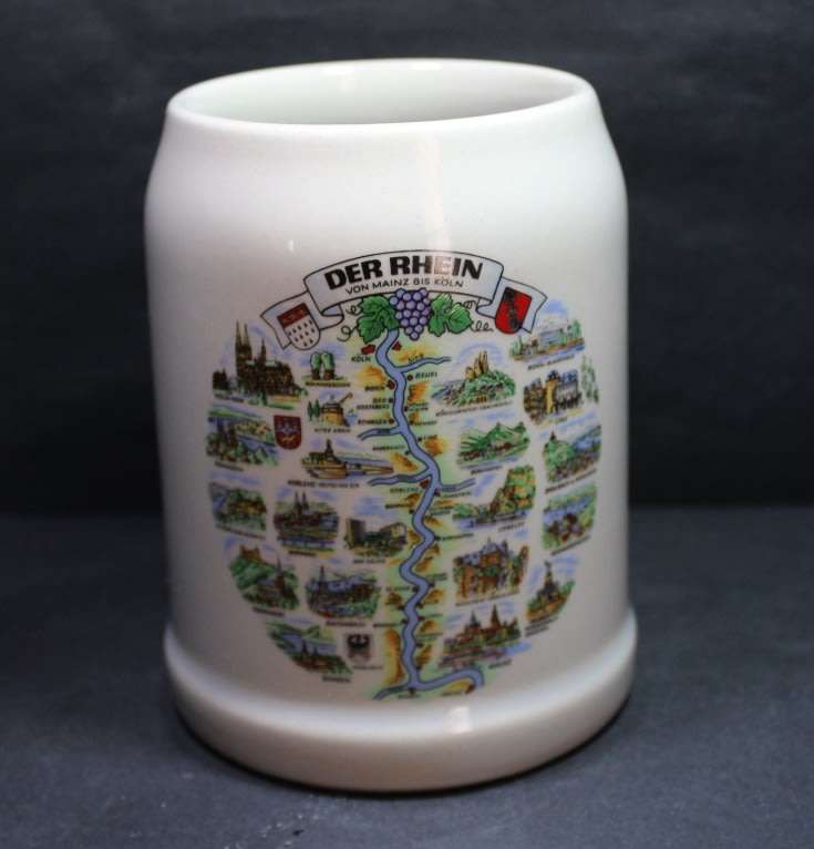 Germany 500ml Beer Mug `Rhein River von Mainz bis Koln` River Rhine