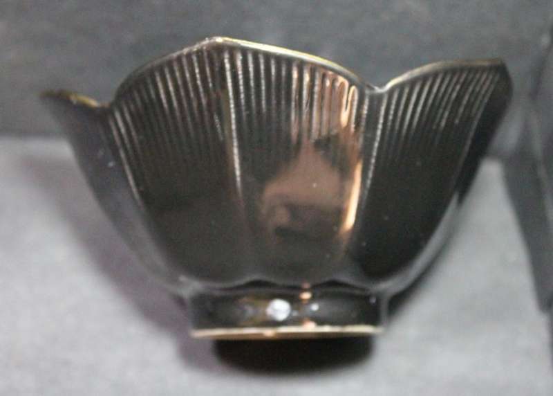 Small Black Trinket Dish with Lotus Flowers