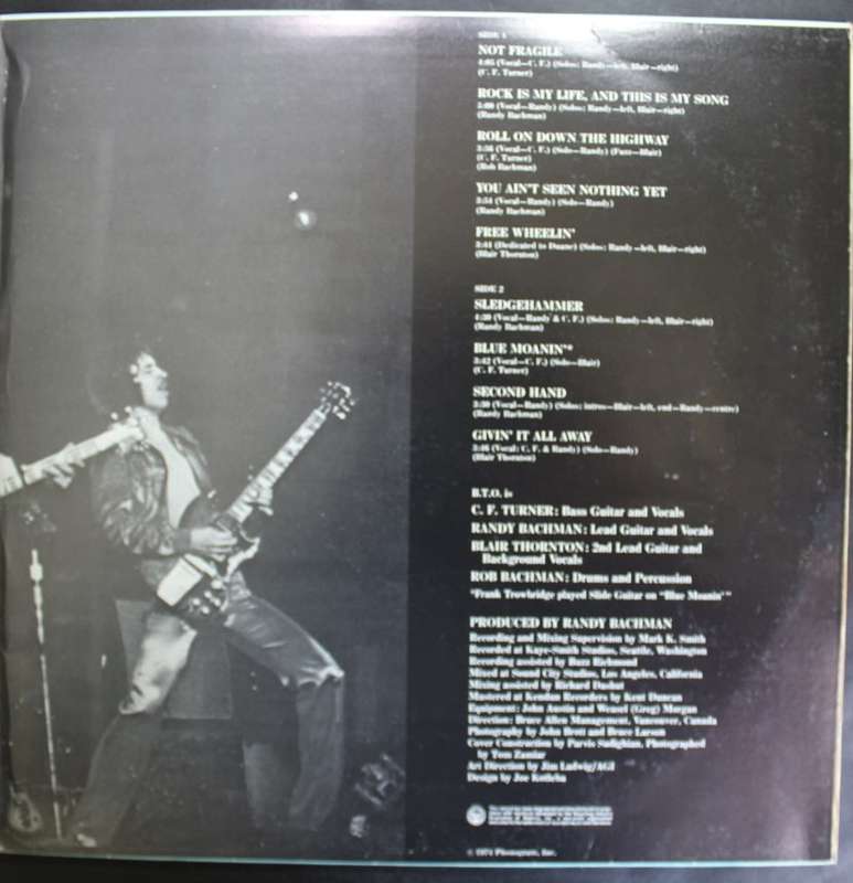 Bachman Turner Overdrive Not Fragile Vinyl LP