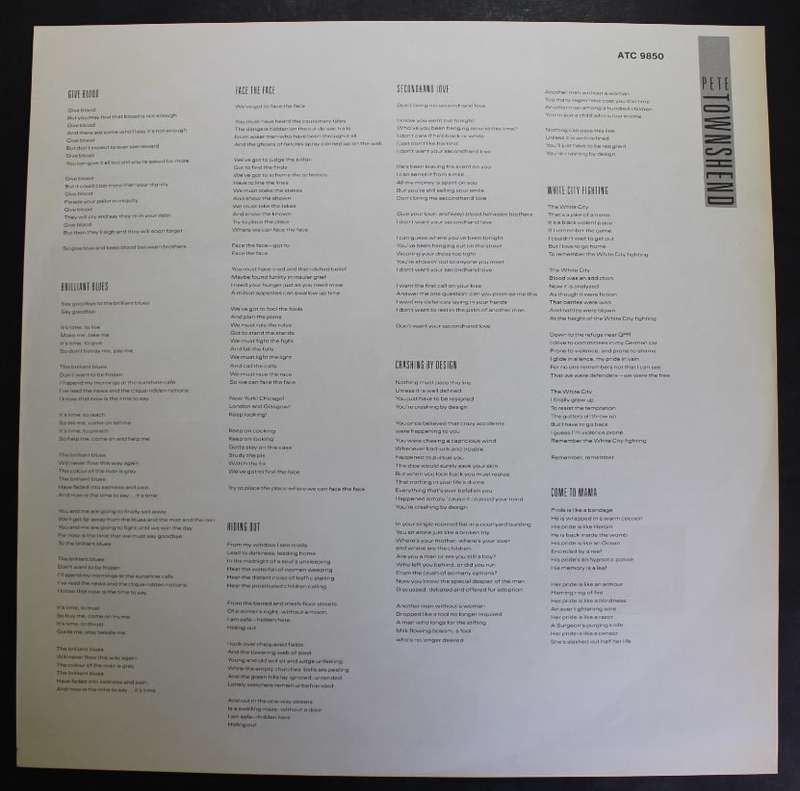 Pete Townshend White City, A Novel Vinyl LP