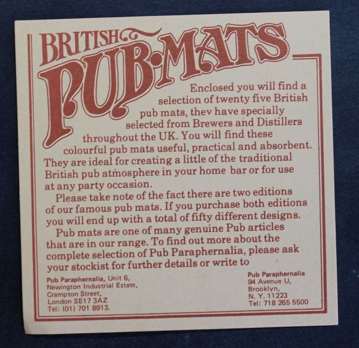 UK Bar Mats Pack of 25 by Pub Paraphernalia.