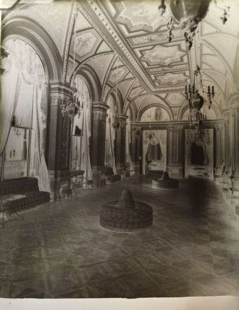 Drawing Room Interior Architecture on Glass Plate Negative