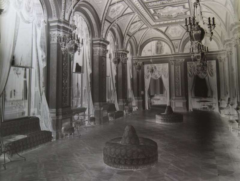 Drawing Room Interior Architecture on Glass Plate Negative