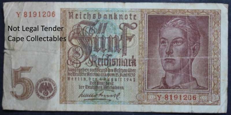 Germany 5 Reichsmark Bank Note 1942