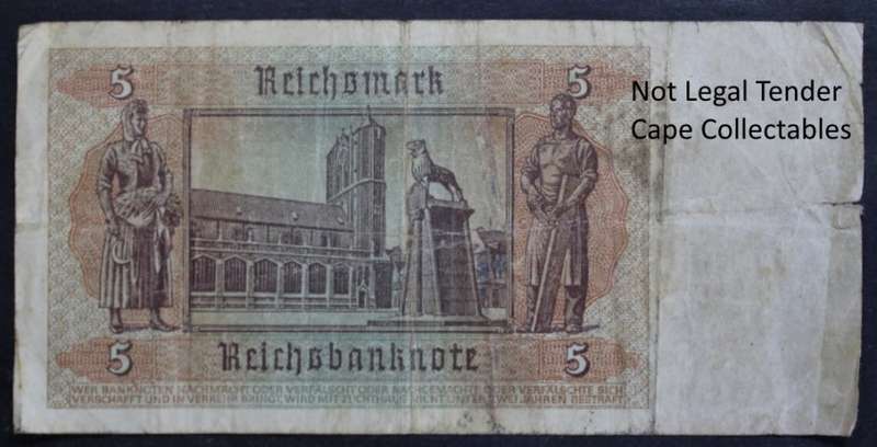 Germany 5 Reichsmark Bank Note 1942