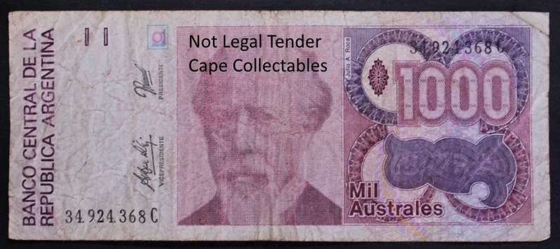 Argentina 1000 Australes Bank Note 1988 (Fine) Circulated