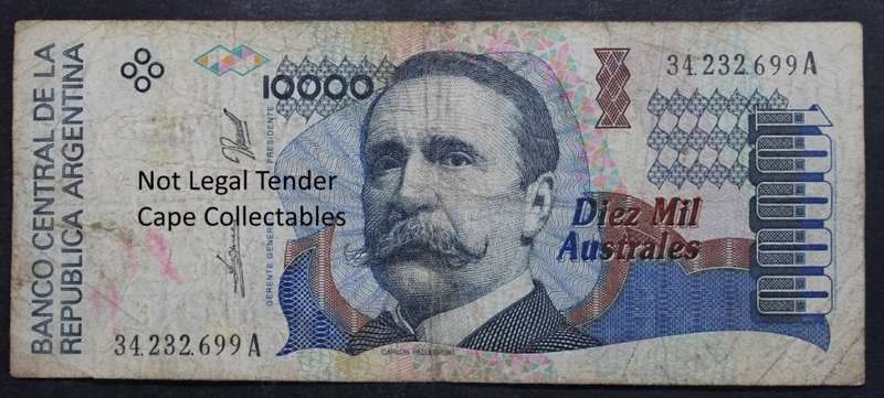 Argentina 10000 Australes Bank Note 1989