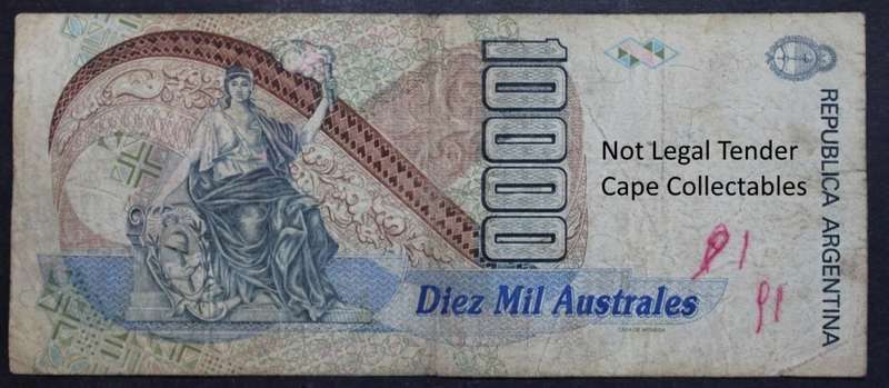 Argentina 10000 Australes Bank Note 1989