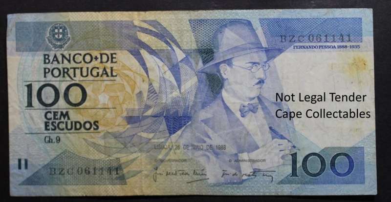 Portugal 100 Escudos Bank Note 1988