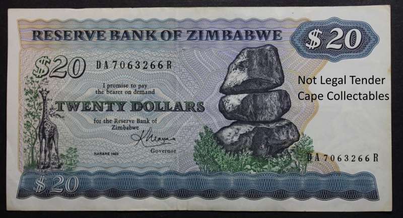 Zimbabwe 20 Dollar Bank Note 1983 VF Circulated
