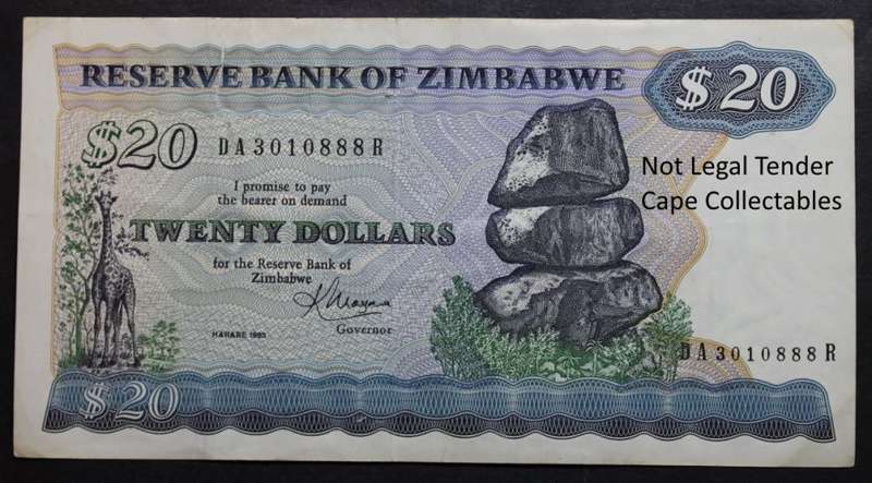 Zimbabwe 20 Dollar Bank Note 1983 VF Circulated
