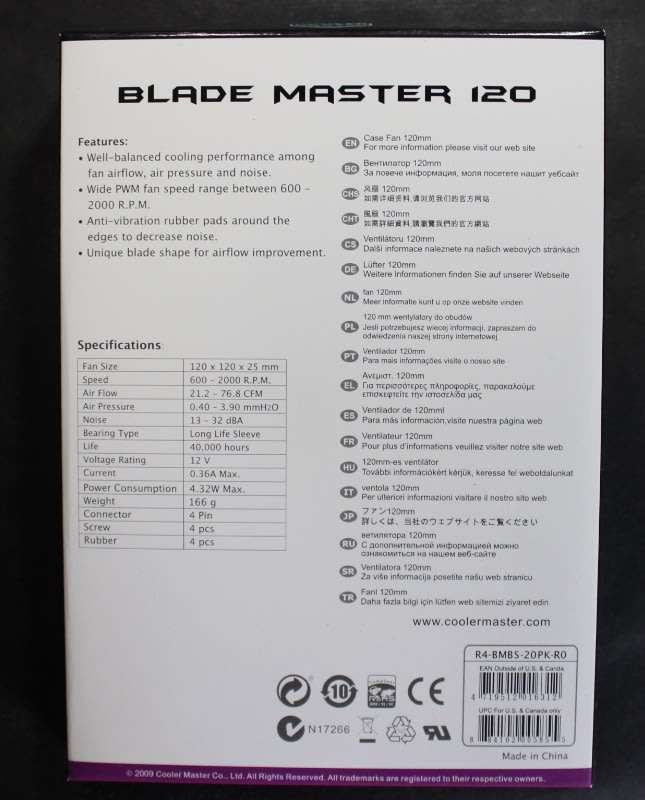 Coolermaster Blade Master 120 Case Fan 120mm 12v
