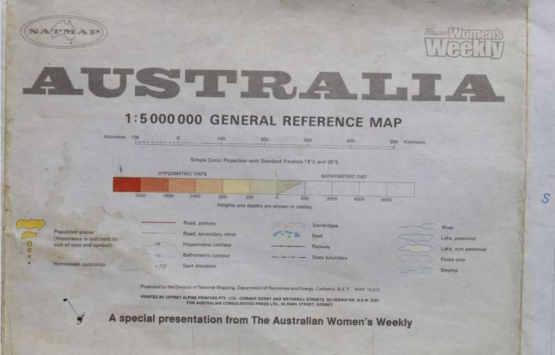 Map of Australia Wall Map - Folded - 1972