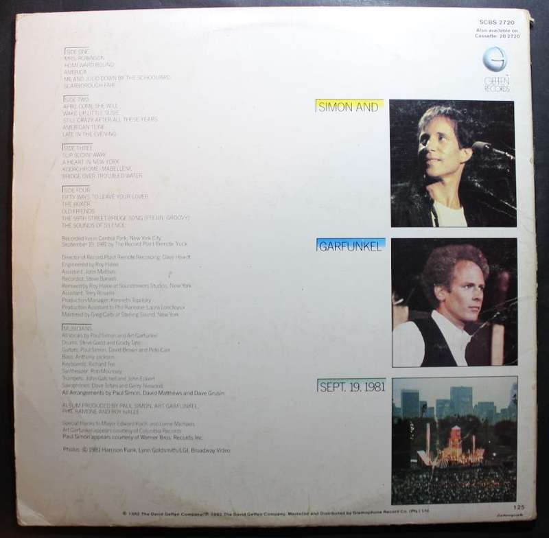 Simon and Garfunkel The Concert In Central Park VInyl LP