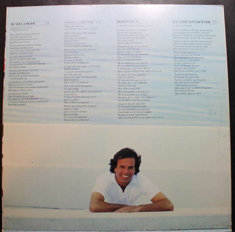 Julio Iglesias De Nina a Mujer Vinyl LP