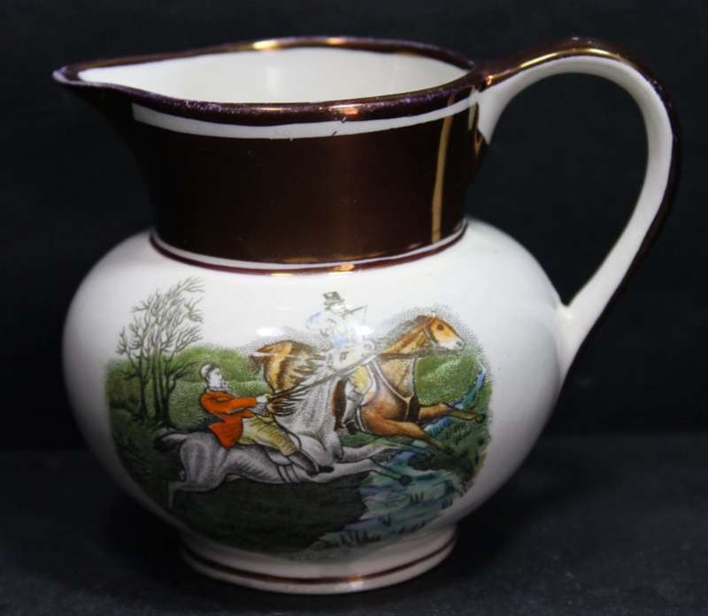 Vintage Grays Pottery 1950`s Miniature Copper Lustre Hunting Jug