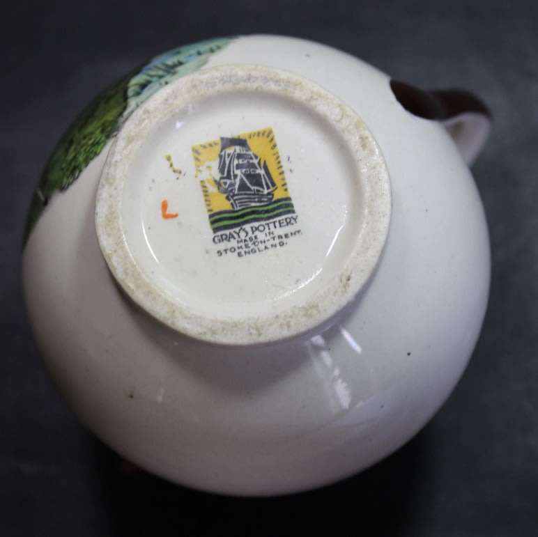Vintage Grays Pottery 1950`s Miniature Copper Lustre Hunting Jug