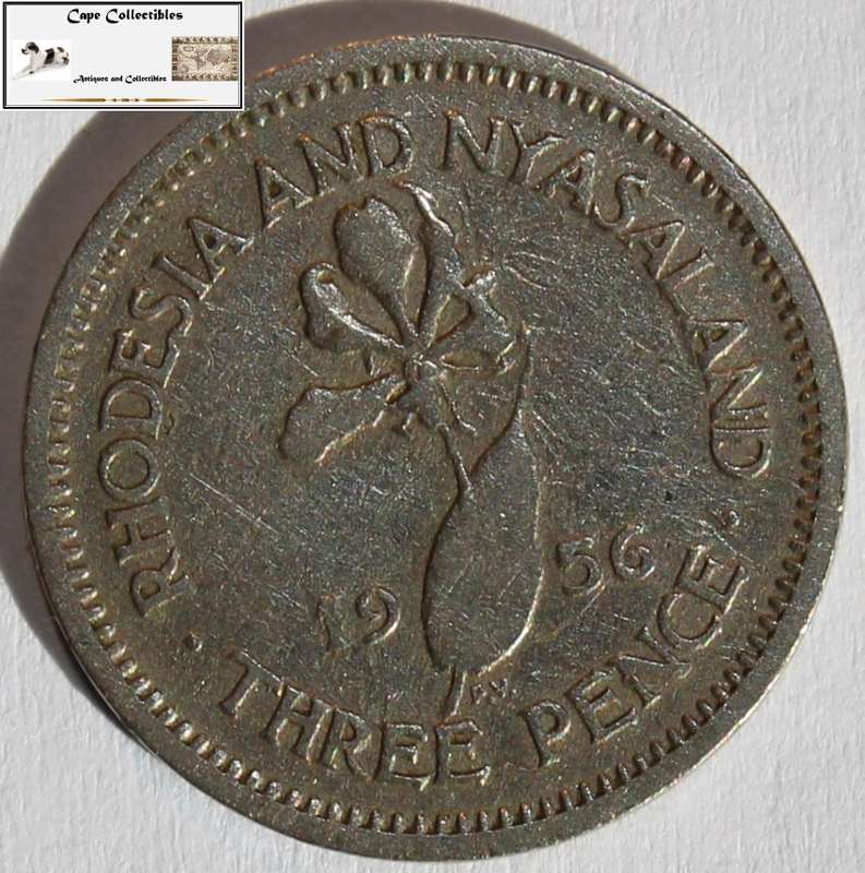 Rhodesia and Nyasaland 1956 3 Pence Coin Circulated