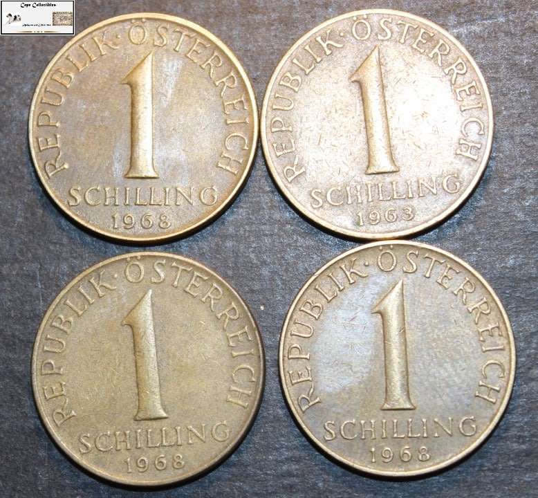 Austria 1963, 1968x3 1 Schilling (Four Coins) Circulated