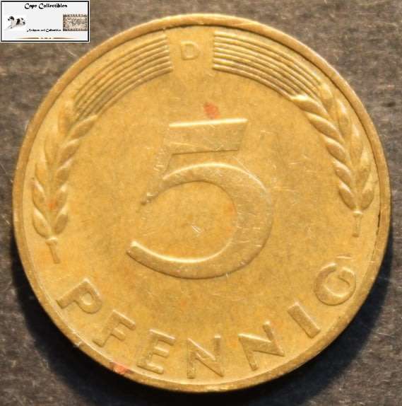 Germany 1970 5 Pfennig Coin Circulated