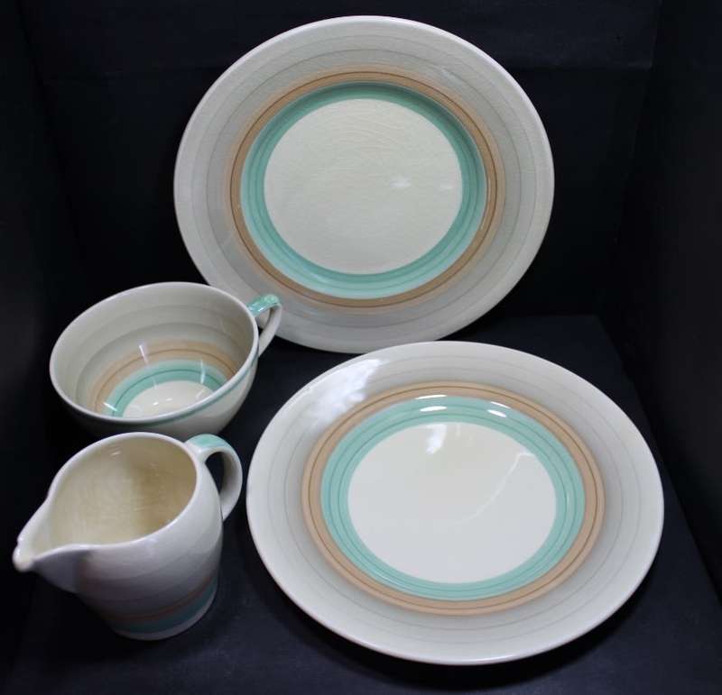 Susie Cooper 2 x Plates, Creamer and Teacup Wedding Ring Pattern