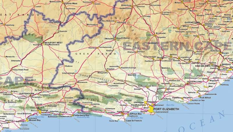South Africa Provincial Political and Physical Wall Map 2020 Printed.