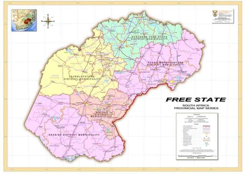 Full Set Of 9 x South Africa Provincial Maps - Printed and Laminated