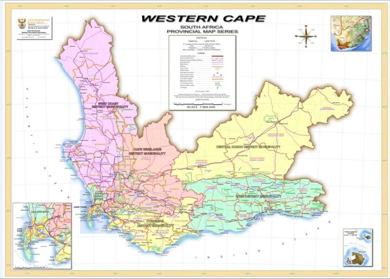 Full Set Of 9 x South Africa Provincial Maps - Printed and Laminated