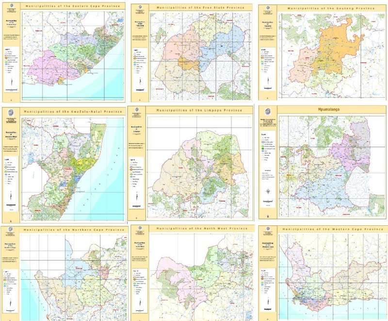 South Africa Municipal Boundaries Provincial Maps on 16GB USB Drive Digital Format