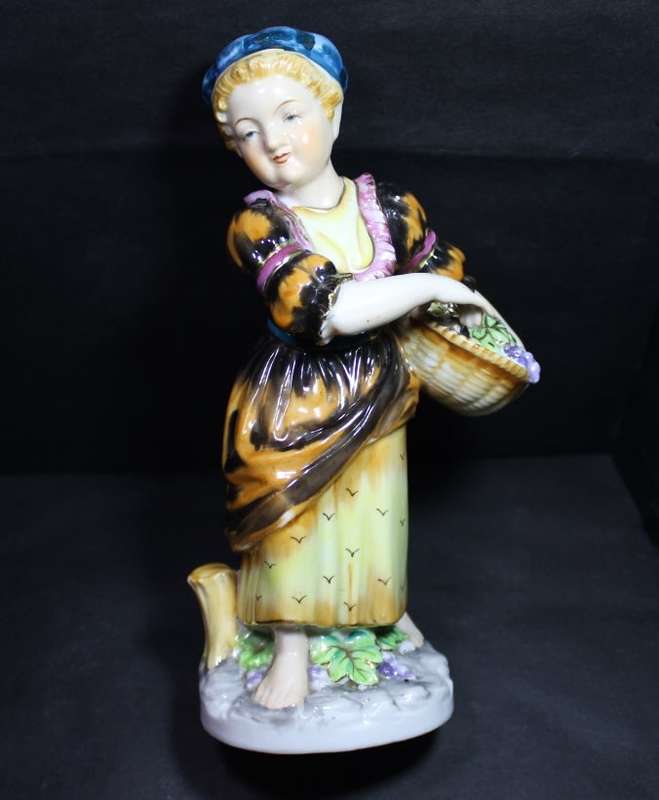 Keto Import Lady With Fruit Basket Figurine