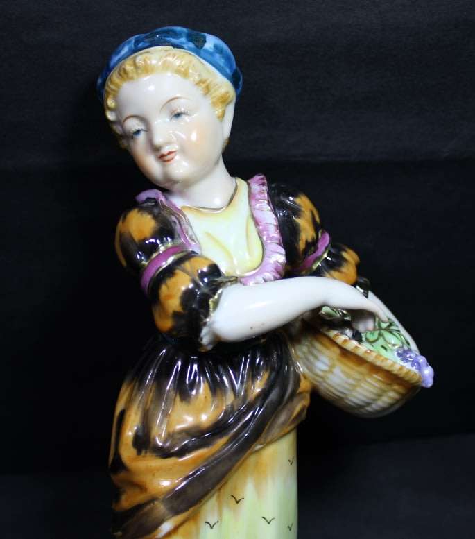 Keto Import Lady With Fruit Basket Figurine