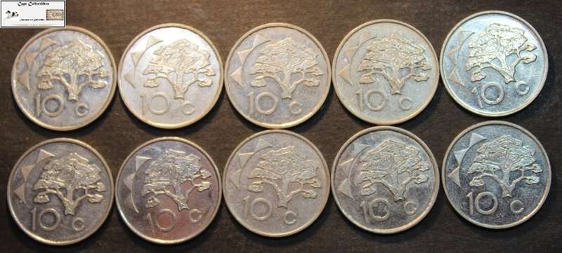 Namibia 1993 10 Cent Coin (Ten Coins) Circulated