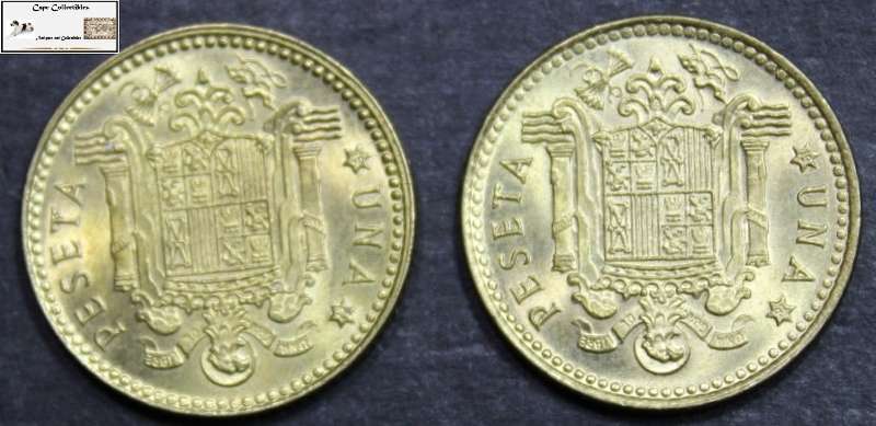 Spain 1 Peseta 1975 x 2 (Two Coins) Circulated.