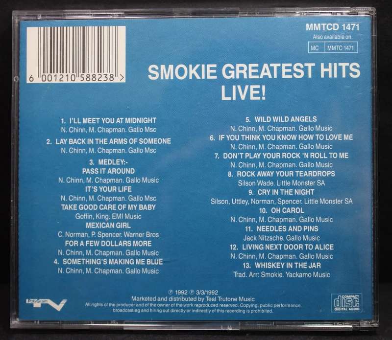 Smokie Greatest Hits Live CD.