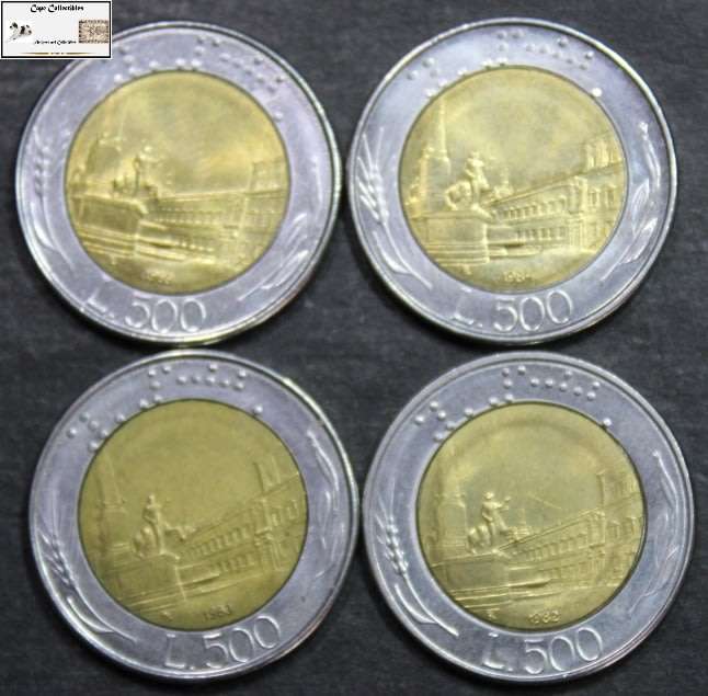 Italy 500 Lire 1982 / 2x 1983 / 1984 (Four Coins) Circulated