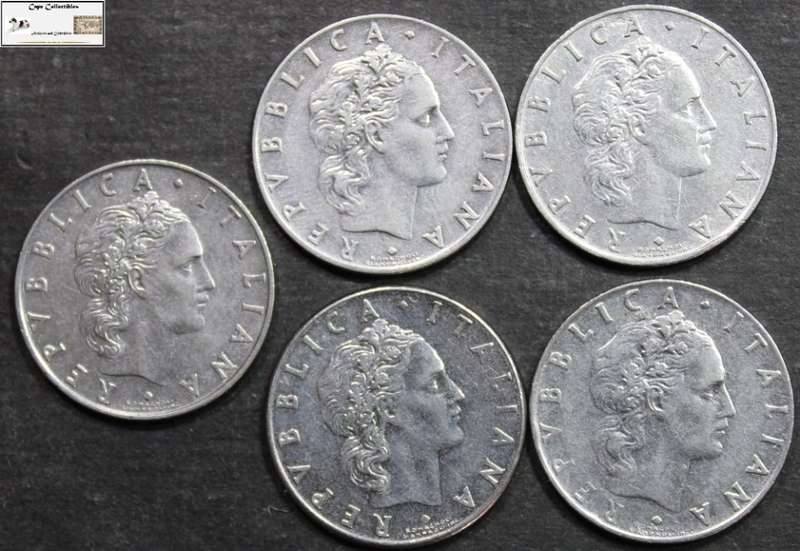 Italy 50 Lire 1962/1965/1968/1975/1979 (Five Coins) Circulated