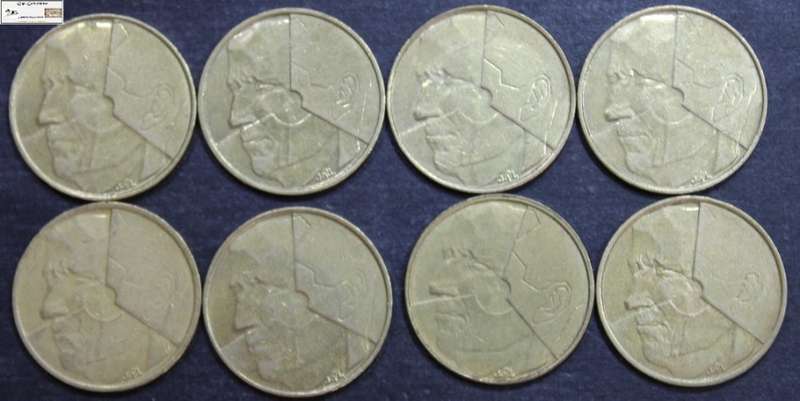 Belgium 5 Franc 1988 x4 and 1986 x4 (Eight Coins) Circulated