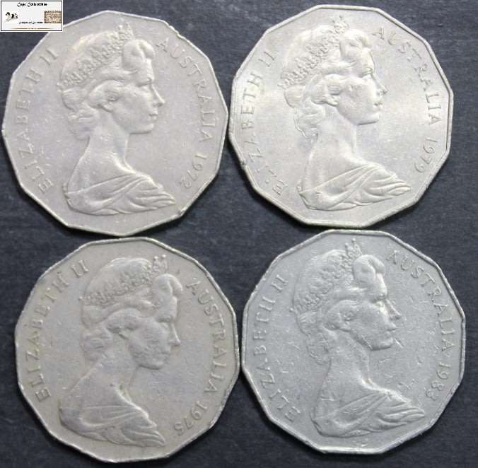 Australia 50 Cent 1972/1975/1979/1983 (Four Coins) Circulated