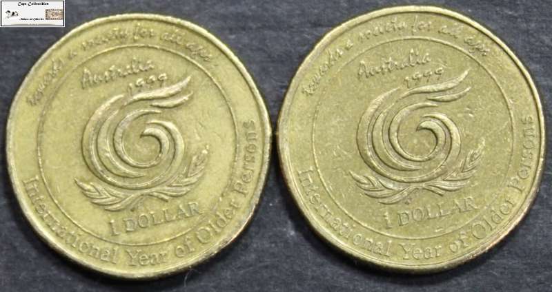 Australia 1 Dollar 1999 International Year of Older Persons (Two Coins Circulated.