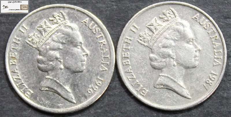 Australia 5 Cent 1987/1996 (Two Coins) Circulated