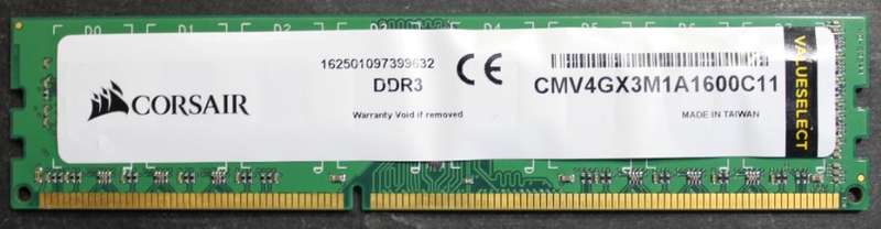 Corsair Value Memory DDR3 4GB 1600MHz for Desktop.