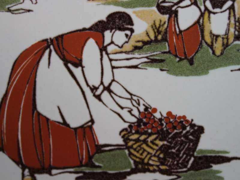 Pair of Vintage Italian Wall Tiles Harvest Time By Cerim Imola