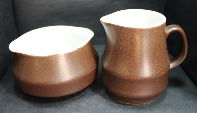 Japanese Retro Casual Ceram Dark Brown Sugar Bowl and Milk Jug