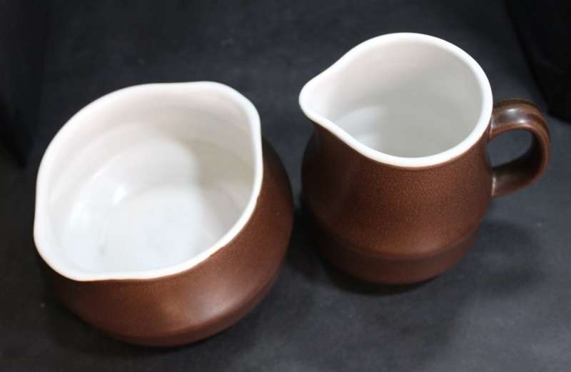 Japanese Retro Casual Ceram Dark Brown Sugar Bowl and Milk Jug