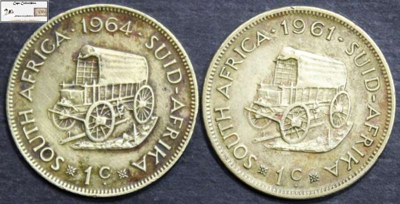 South Africa 1 Cent 1961/1964 Coin (Two) VF20